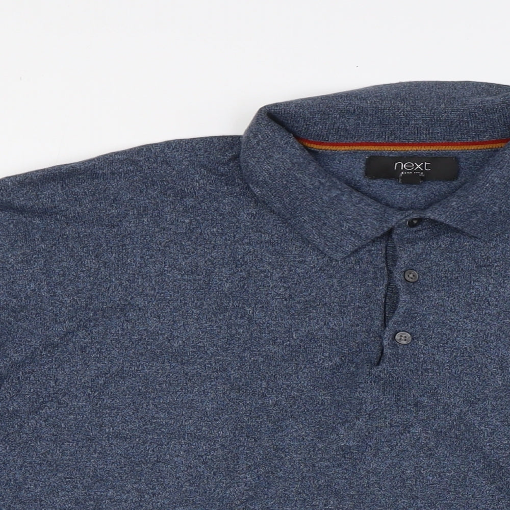NEXT Mens Blue Cotton Pullover Sweatshirt Size 2XL - Button Up Neck
