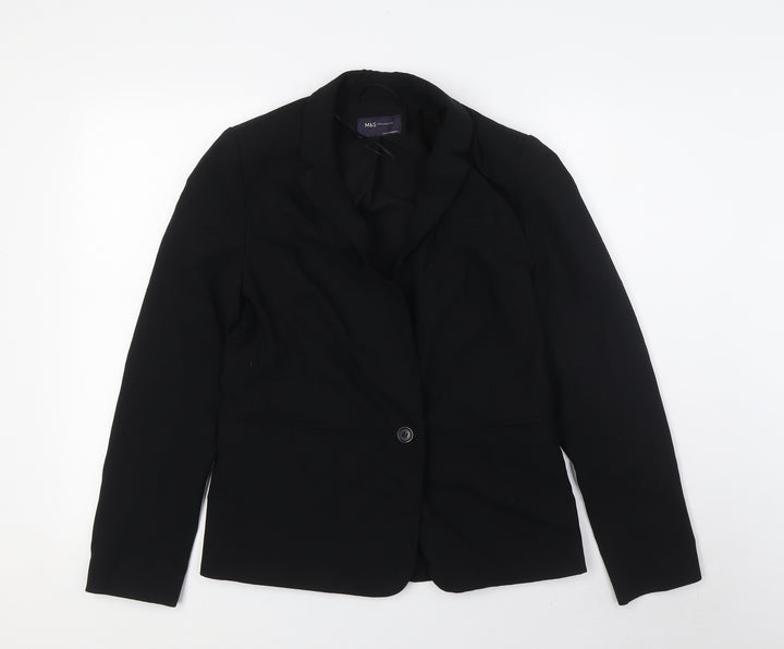 Marks and Spencer Womens Black Jacket Size 8 Button