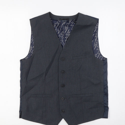 NEXT Boys Grey Houndstooth Gilet Waistcoat Size 13 Years Button