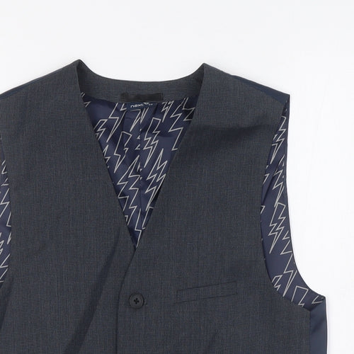 NEXT Boys Grey Houndstooth Gilet Waistcoat Size 13 Years Button