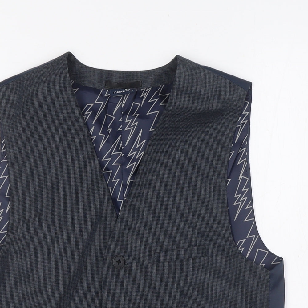 NEXT Boys Grey Houndstooth Gilet Waistcoat Size 13 Years Button