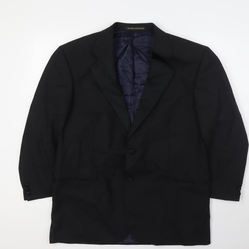 Marks and Spencer Mens Black Wool Tuxedo Suit Jacket Size 42 Regular