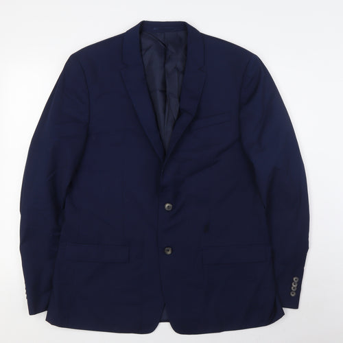 River Island Mens Blue Polyester Jacket Suit Jacket Size 44 Regular