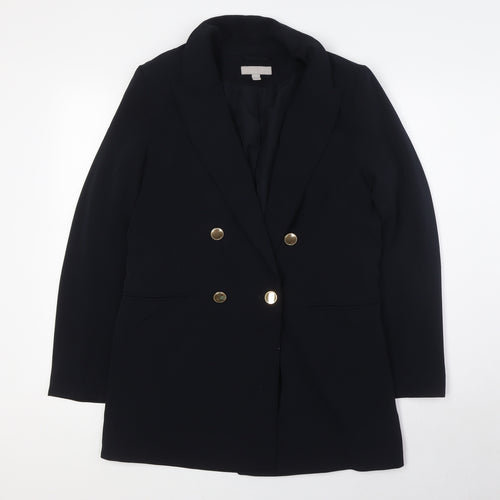 H&M Womens Black Jacket Blazer Size XS Button - Gold Effect Buttons