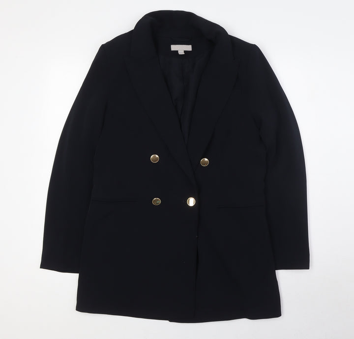 H&M Womens Black Jacket Blazer Size XS Button - Gold Effect Buttons