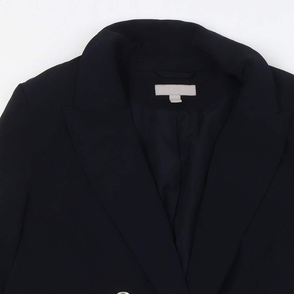 H&M Womens Black Jacket Blazer Size XS Button - Gold Effect Buttons