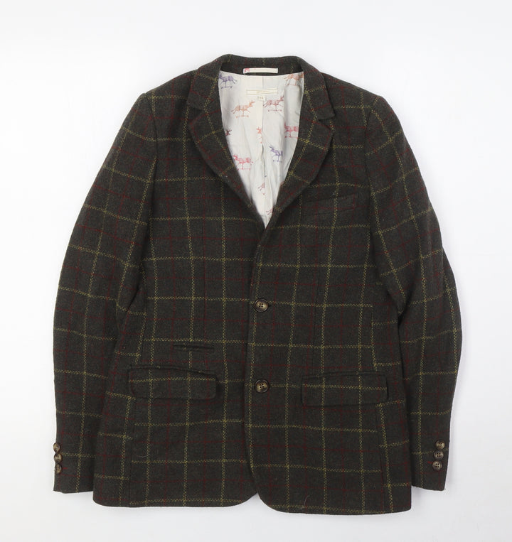 John Lewis Girls Green Check Jacket Size 12 Years Button