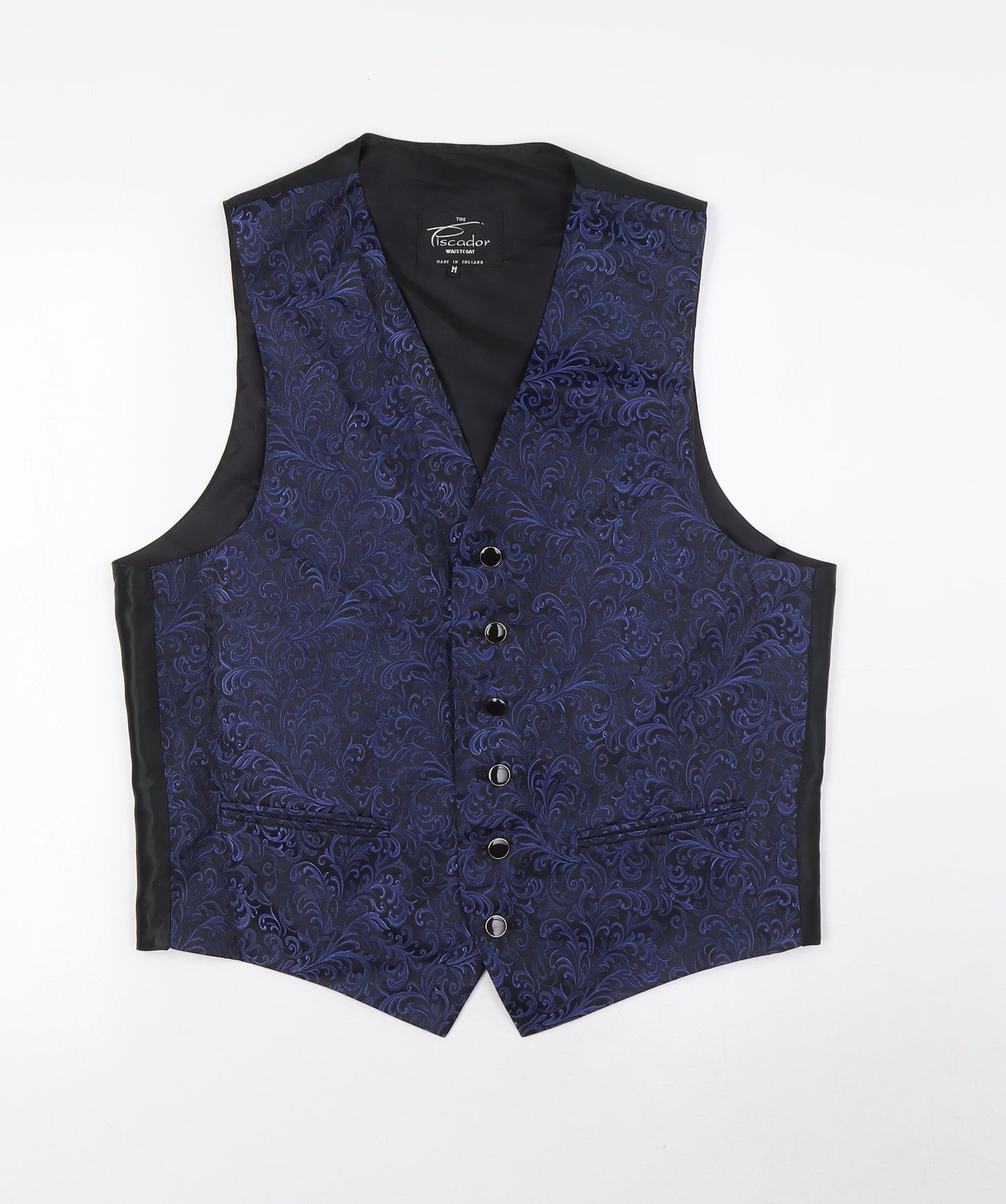 piscador Mens Blue Gilet Waistcoat Size M Button