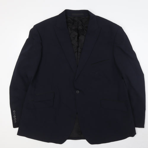 Autograph Mens Blue Polyamide Jacket Suit Jacket Size XL Regular