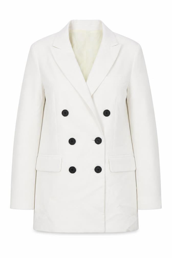 Front view of Stradivarius women’s ivory jacket blazer, size XS, button