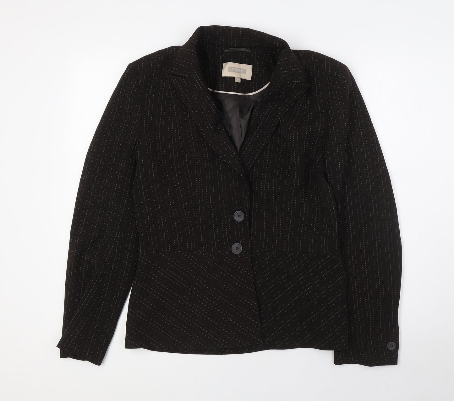 NEXT Womens Brown Jacket Size 10 Button - Pinstripe
