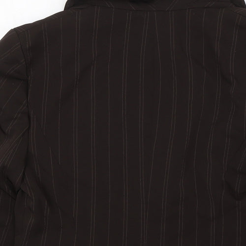 Select Womens Brown Striped Jacket Size 12 Button - Single Button Closure