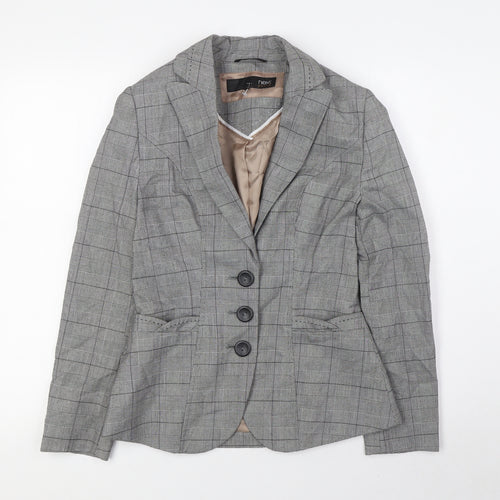 NEXT Womens Grey Check Polyester Jacket Suit Jacket Size 6