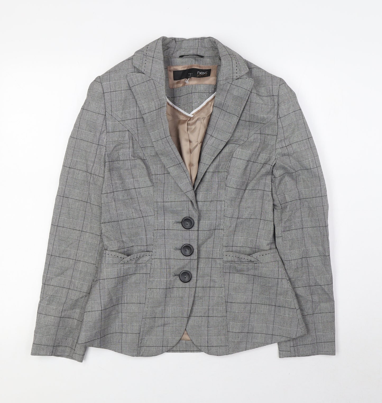 NEXT Womens Grey Check Polyester Jacket Suit Jacket Size 6