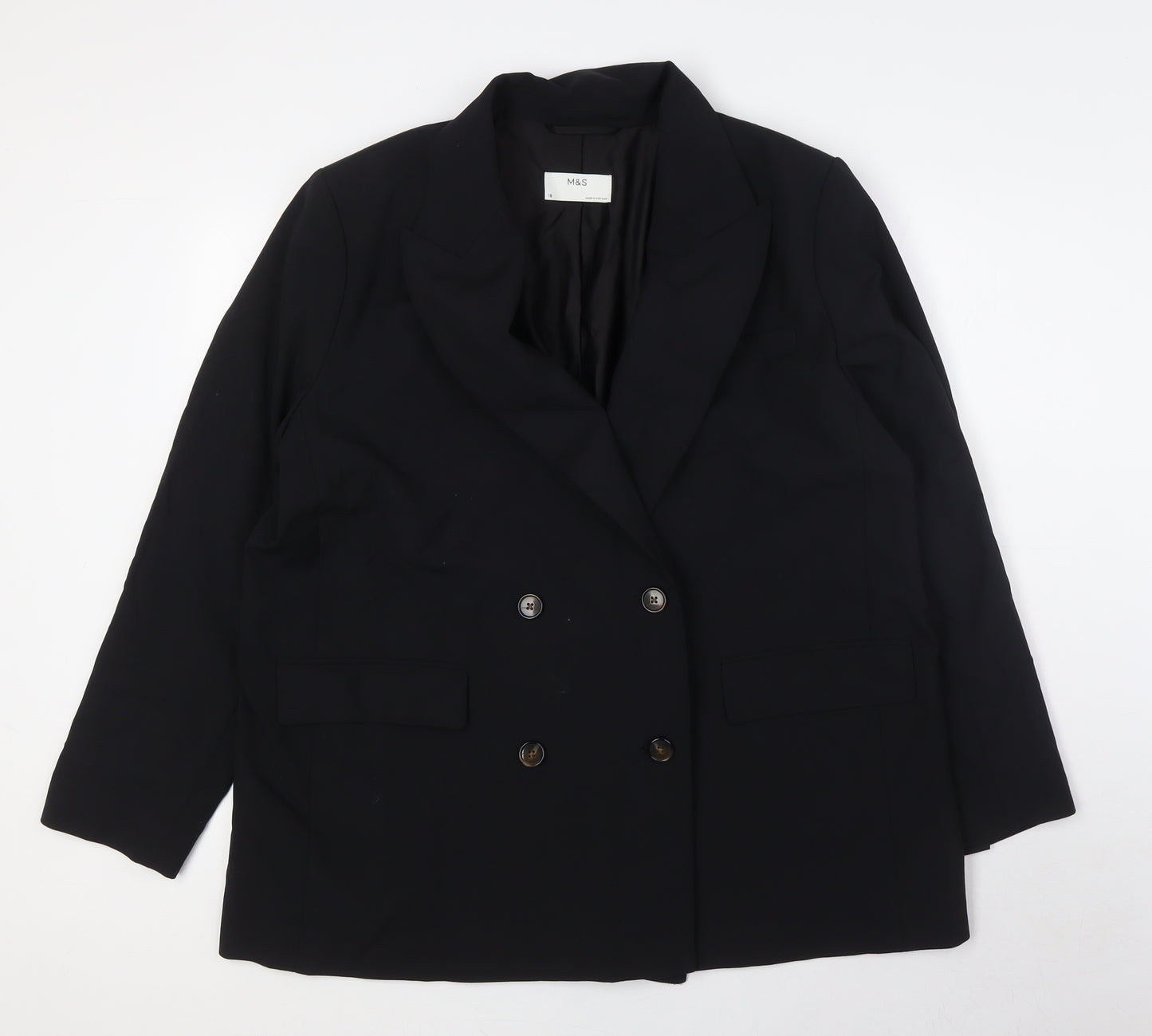 Marks and Spencer Womens Black Jacket Blazer Size 18 Button