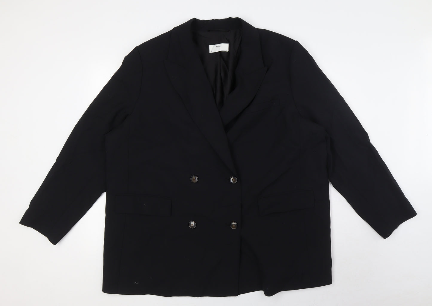 Marks and Spencer Womens Black Jacket Blazer Size 22 Button