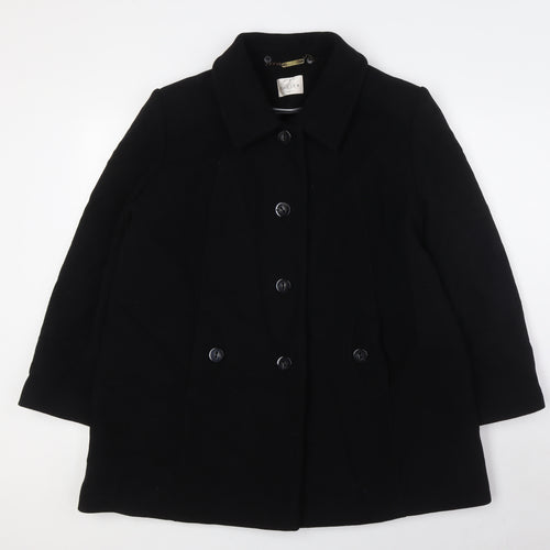 Eastex Womens Black Overcoat Coat Size 16 Button