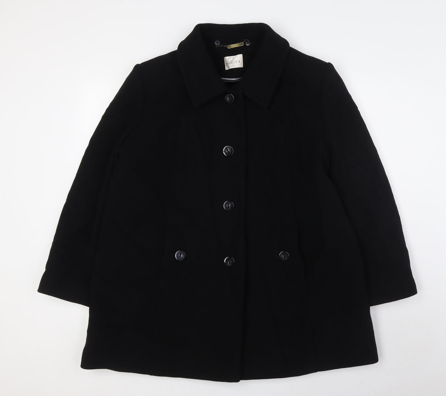 Eastex Womens Black Overcoat Coat Size 16 Button