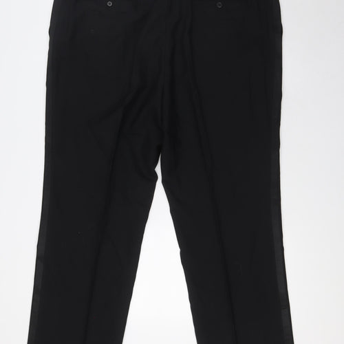 Daniel Grahame Mens Black Polyester Trousers Size 42 in L30 in Regular Zip - Tuxedo