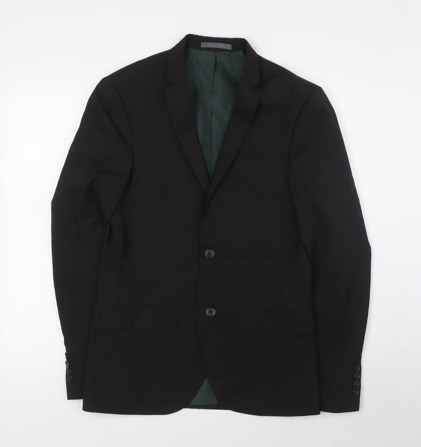 River Island Mens Black Polyester Jacket Suit Jacket Size 34 Regular