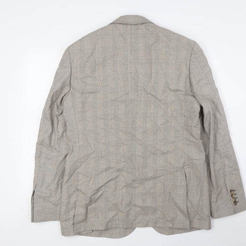 Jaeger Mens Beige Check Cotton Jacket Suit Jacket Size 40 Regular