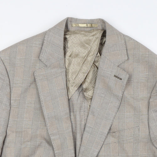 Jaeger Mens Beige Check Cotton Jacket Suit Jacket Size 40 Regular