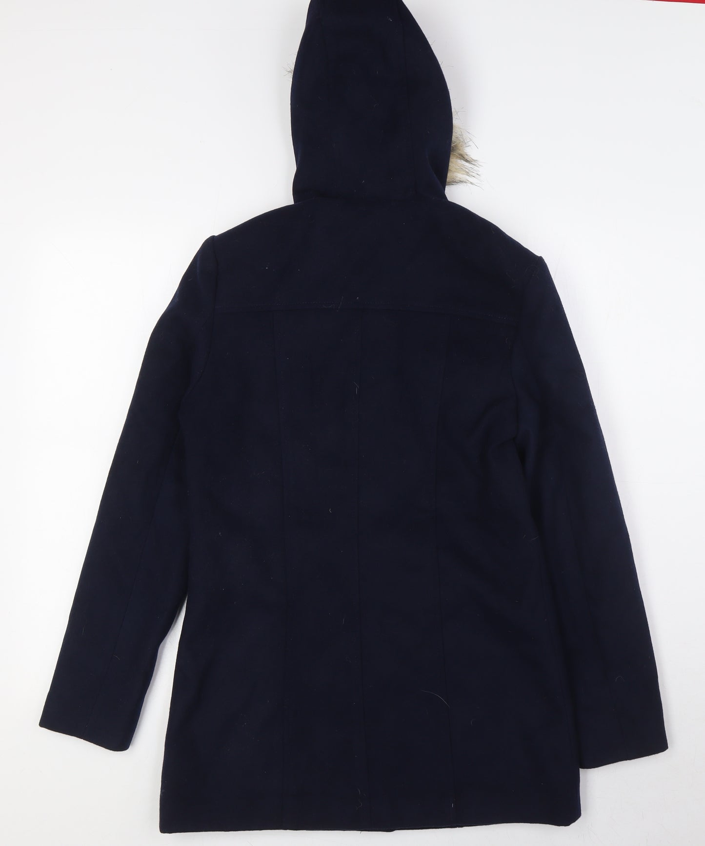 FOREVER 21 Womens Blue Parka Coat Size S Snap - Fue Fur Trim