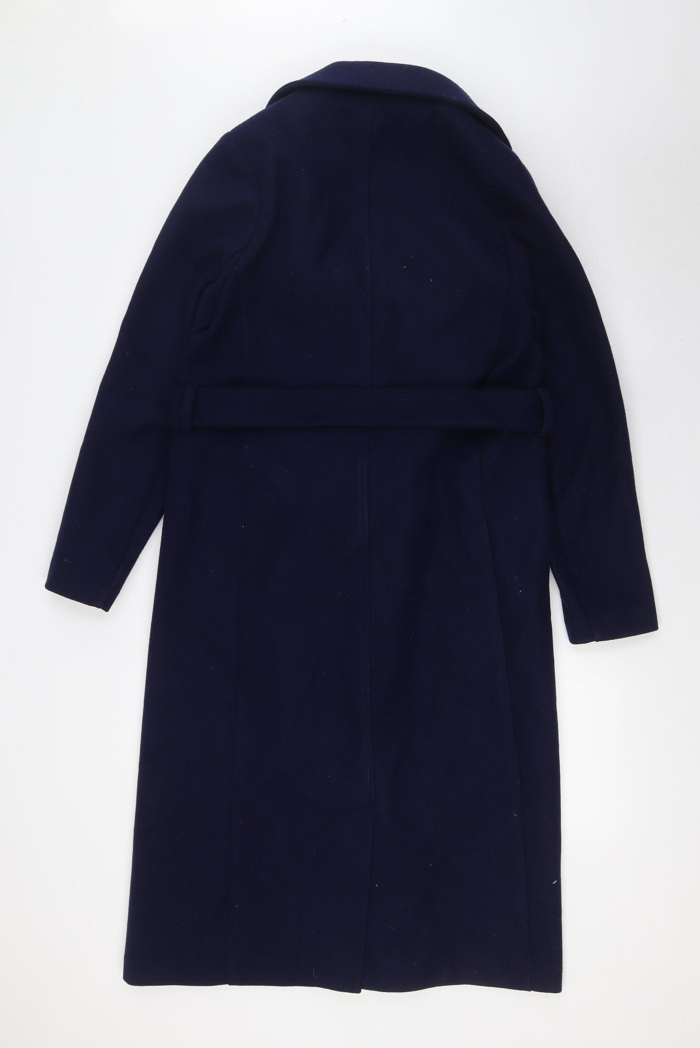 New Look Womens Blue Overcoat Coat Size 10 Tie
