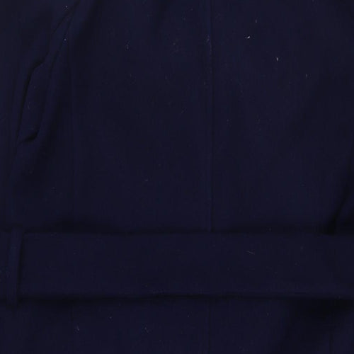 New Look Womens Blue Overcoat Coat Size 10 Tie