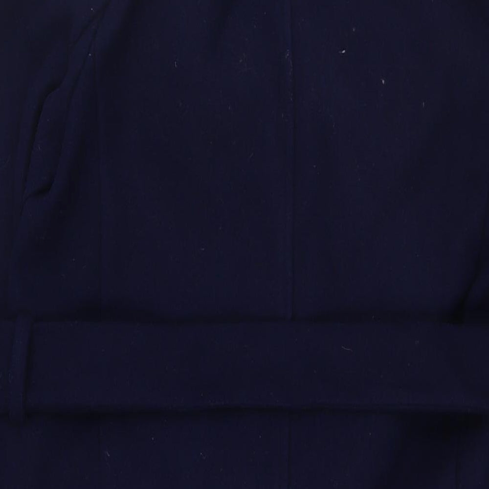 New Look Womens Blue Overcoat Coat Size 10 Tie