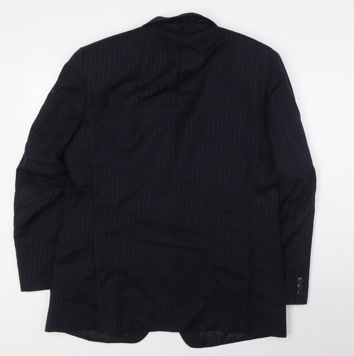 St Michael Mens Blue Striped Wool Jacket Suit Jacket Size 42 Regular