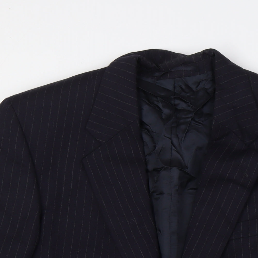 St Michael Mens Blue Striped Wool Jacket Suit Jacket Size 42 Regular