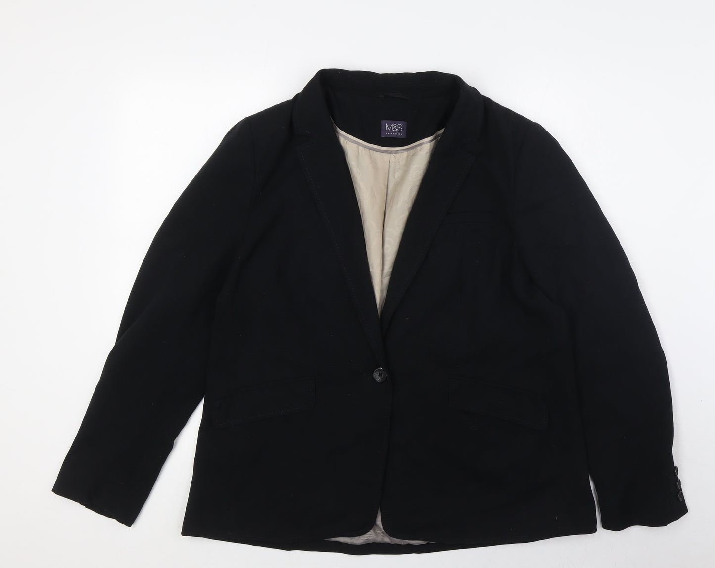 Marks and Spencer Womens Black Jacket Size 18 Button