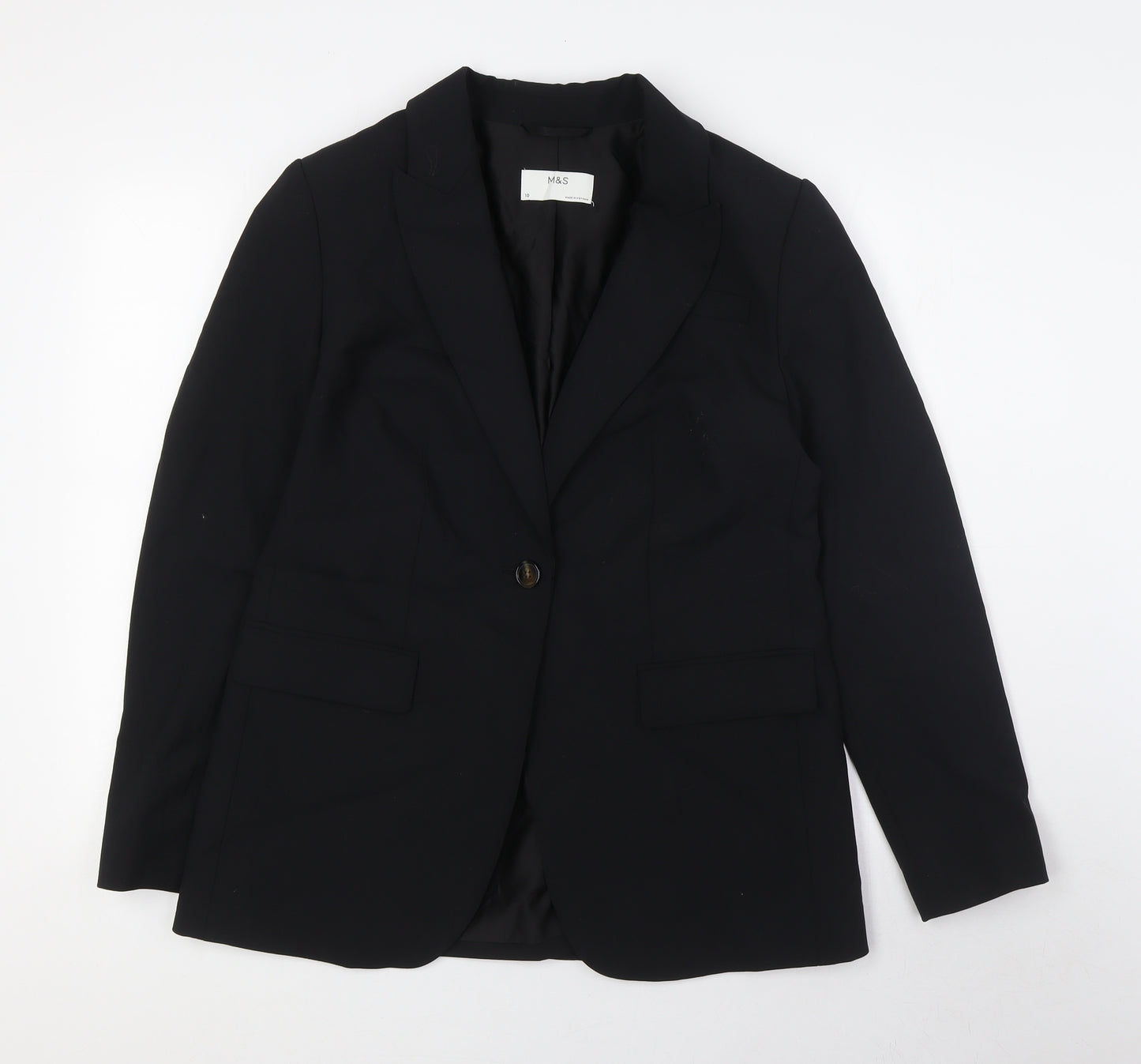 Marks and Spencer Womens Black Jacket Size 10 Button
