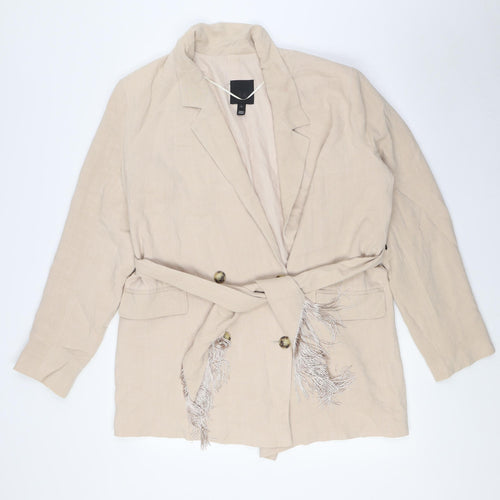River Island Womens Beige Jacket Size 10 Button - Belted
