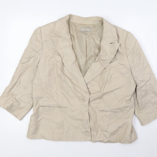 Planet Womens Beige Jacket Size 16 Button