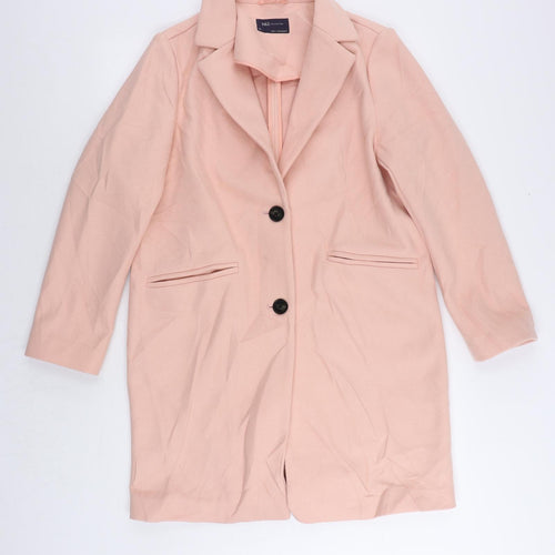 Marks and Spencer Womens Pink Overcoat Coat Size 12 Button