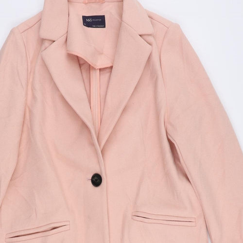 Marks and Spencer Womens Pink Overcoat Coat Size 12 Button