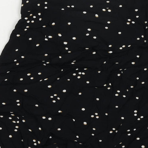 H&M Womens Black Animal Print Viscose Mini Skirt Size 6 Button