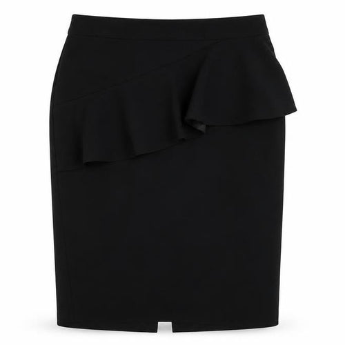 Dorothy Perkins Womens Black Polyester Straight & Pencil Skirt Size 10 Zip - Ruffle