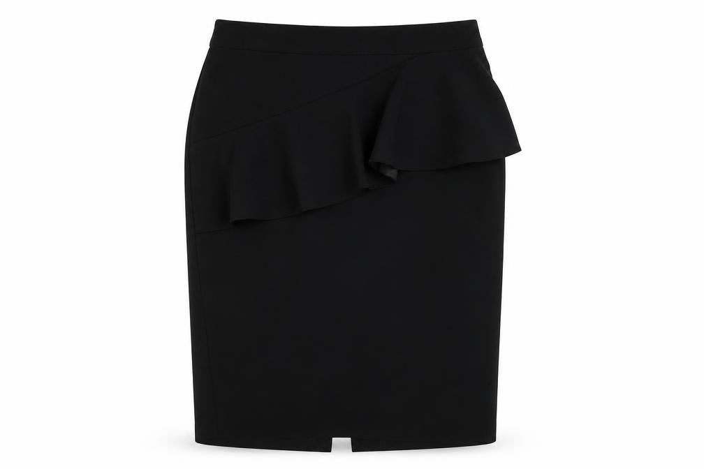 Dorothy Perkins Womens Black Polyester Straight & Pencil Skirt Size 10 Zip - Ruffle