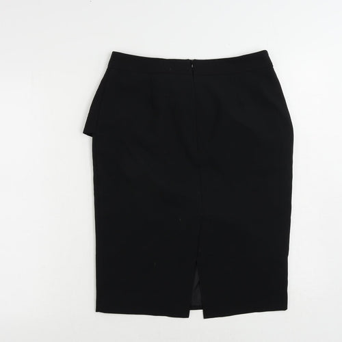 Dorothy Perkins Womens Black Polyester Straight & Pencil Skirt Size 10 Zip - Ruffle
