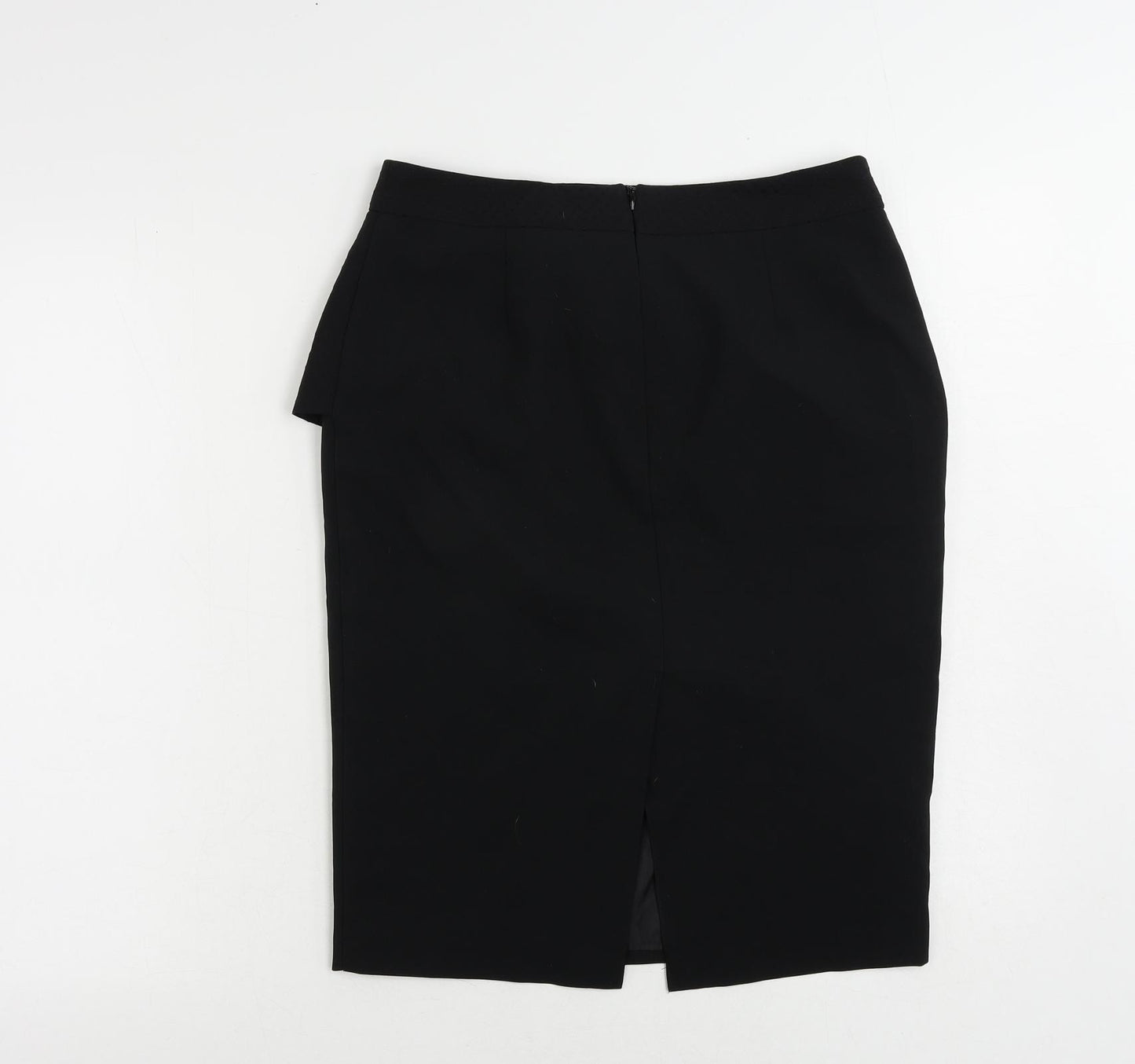 Dorothy Perkins Womens Black Polyester Straight & Pencil Skirt Size 10 Zip - Ruffle