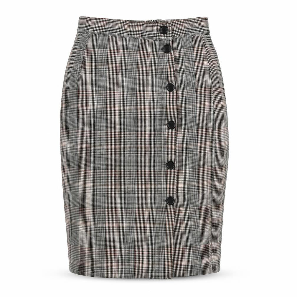 H&M Womens Grey Plaid Polyester Straight & Pencil Skirt Size 6 Zip