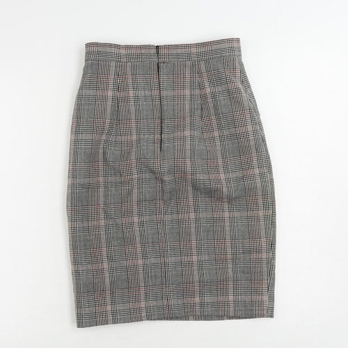 H&M Womens Grey Plaid Polyester Straight & Pencil Skirt Size 6 Zip