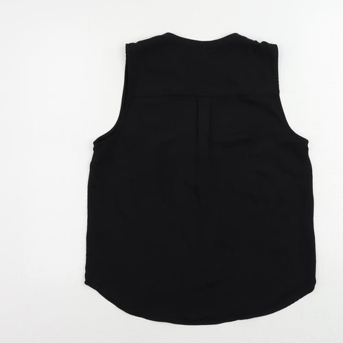 H&M Womens Black Polyester Basic Blouse Size 8 V-Neck