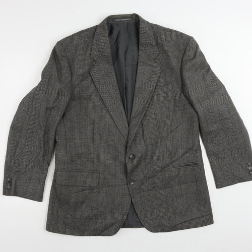 Hawksmoor Mens Grey Plaid Wool Jacket Suit Jacket Size 44 Regular