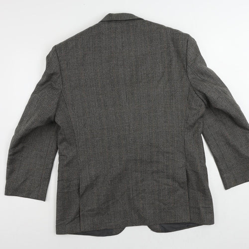 Hawksmoor Mens Grey Plaid Wool Jacket Suit Jacket Size 44 Regular