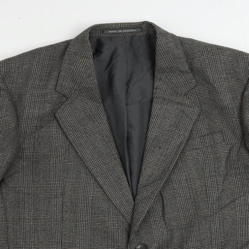 Hawksmoor Mens Grey Plaid Wool Jacket Suit Jacket Size 44 Regular
