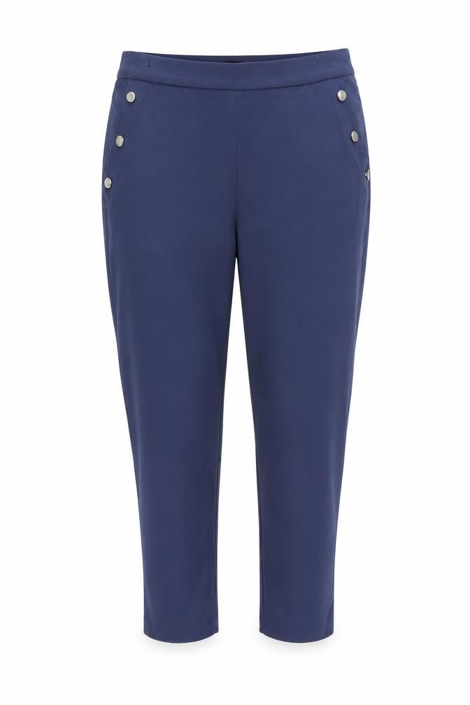 Front view of Anna Rose women’s black polyester trousers, size UK 16, 26-inch leg regular zip